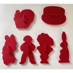 1970s Tupperware Cookie Cutters Red Holiday Christmas 7 pc Vintage Lot